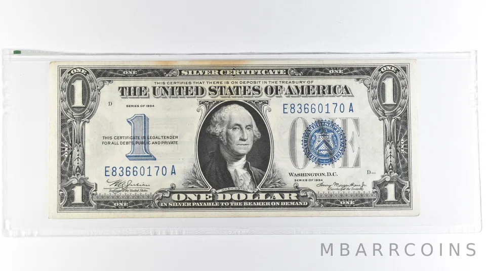 1934 $1 Silver Certificate Blue Seal *7062