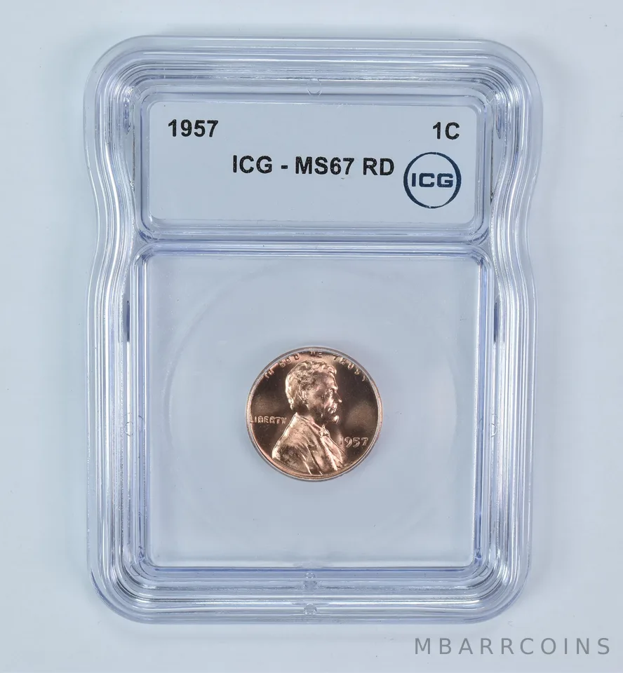 1957 Lincoln Wheat Cent MS67 RD ICG