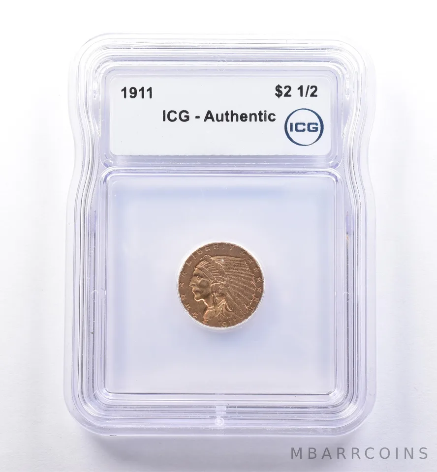 1911 $2.50 Indian Head Gold Quarter Eagle Authentic ICG *8389