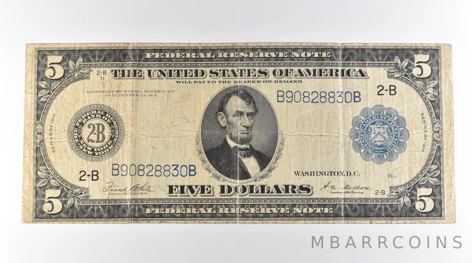 1914 $5 New York NY FRN Large Note Blue Seal *3130