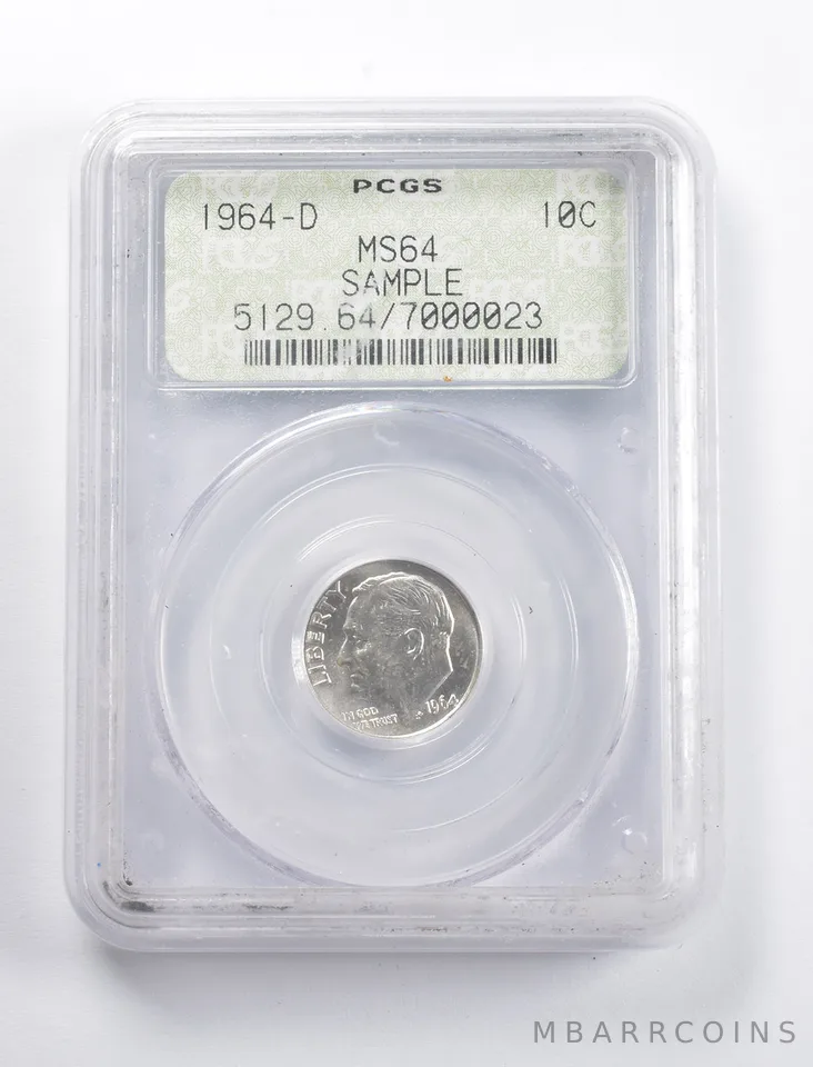 MS64 1964-D Roosevelt Dime PCGS SAMPLE Doily Hand Cut a5855