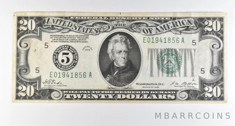 1928 $20 Richmond VA FRN Green Seal Gold Certificate *0358