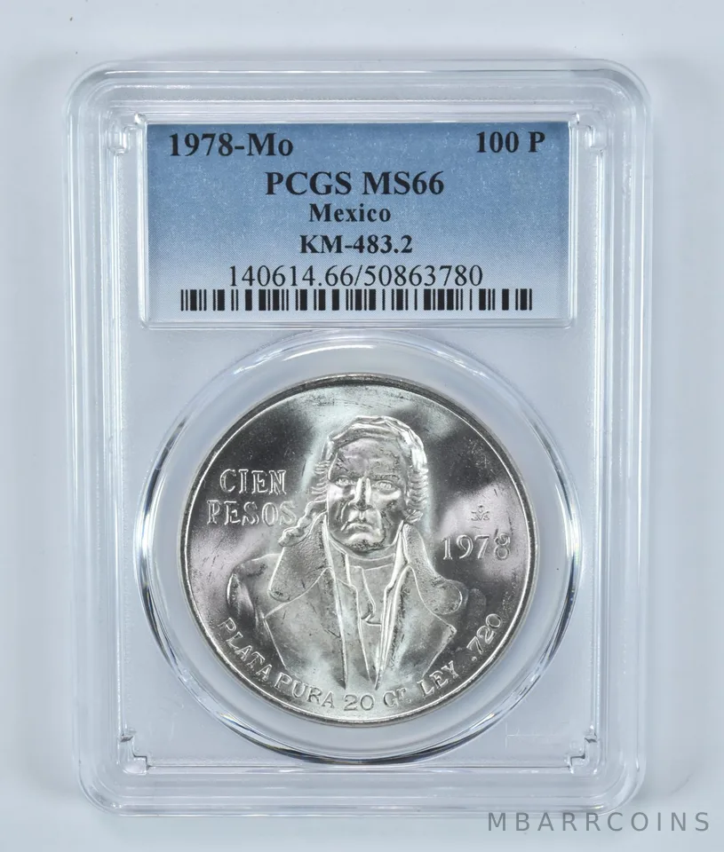 1978 Mo Mexico 100 Pesos Silver MS66 PCGS Blue Label