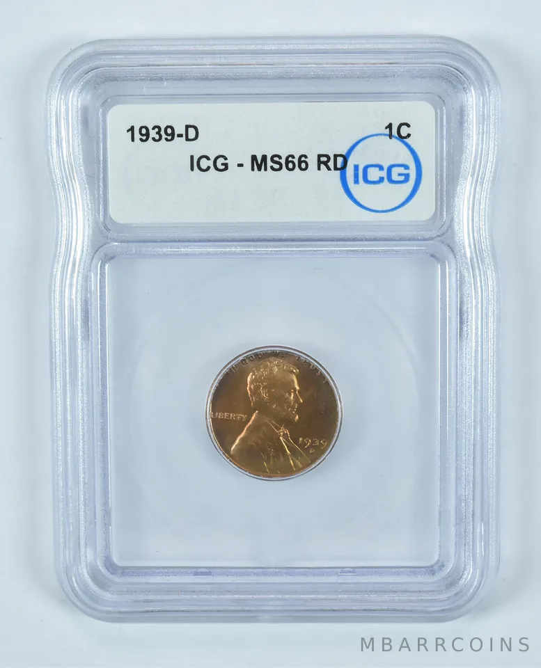 1939-D Lincoln Wheat Cent MS66 RD ICG