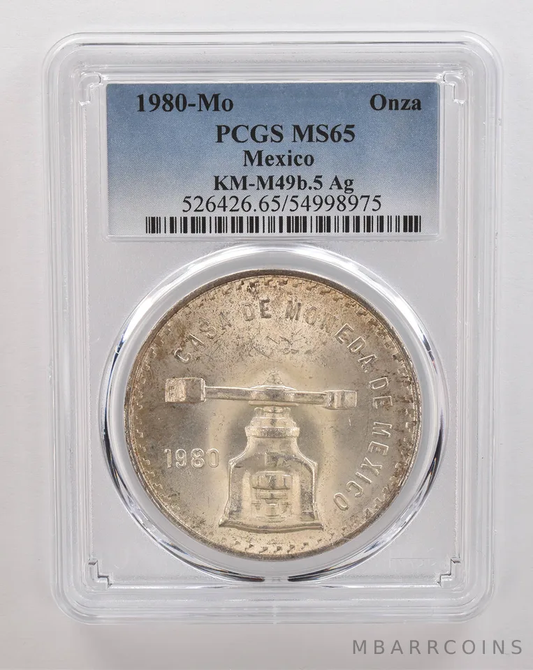 1980 Mo Mexico 1 Onza Silver KM-M49b.5 MS65 PCGS Beautiful Tone *4333