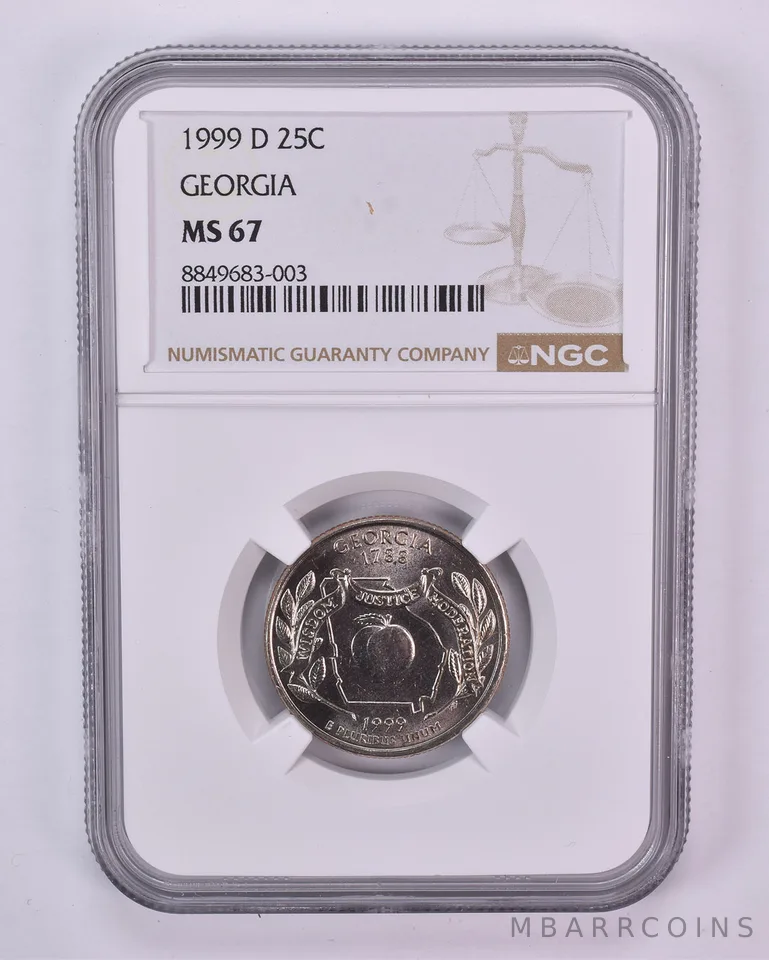 1999-D Washington State Quarter Georgia MS67 NGC Brown Label