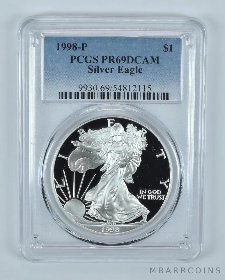 1998-P American Silver Eagle PR69 DCAM PCGS Blue Label