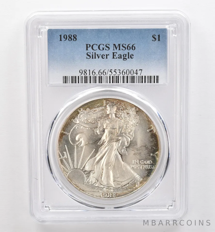 1988 American Silver Eagle MS66 PCGS Beautiful Tone *9523