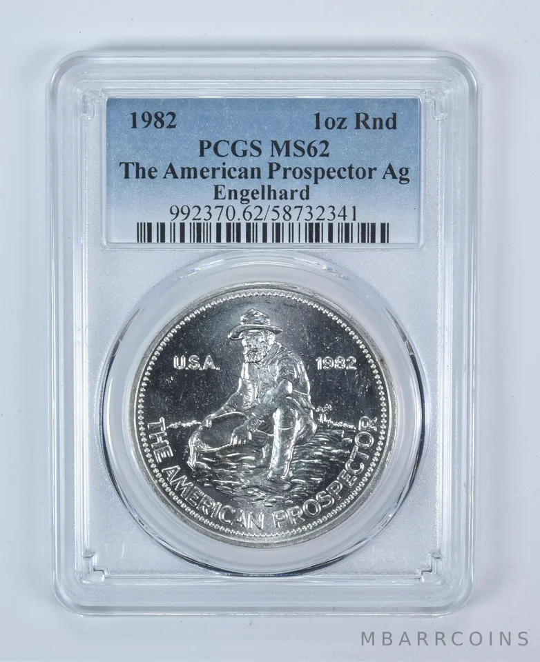 1982 Engelhard Prospector 1 Oz Silver Round MS62 PCGS