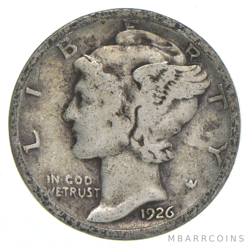 G+ 1926-S Mercury 90% Silver Dime
