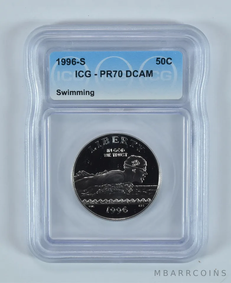 1996-S Olympic Swimming Commemorative Half Dollar PR70 DCAM ICG