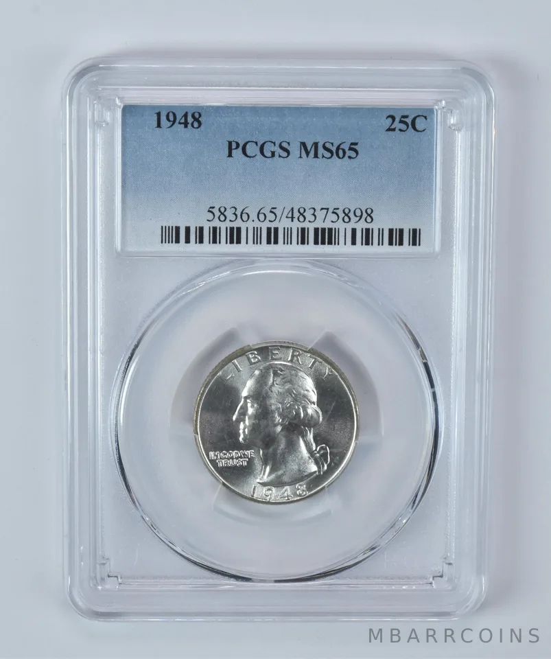 1948 Washington Quarter MS65 PCGS Yellow/Orange Tone Reverse *7248