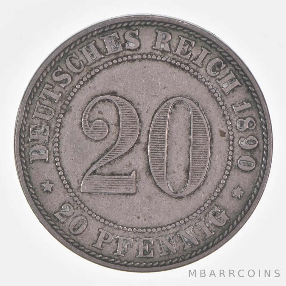 Better Date - 1890 Germany 20 Pfennigs World Coin *311