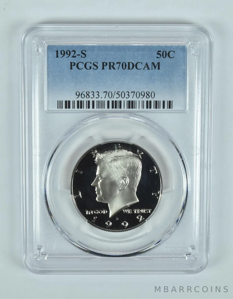 1992-S Kennedy Half Dollar PR70 DCAM PCGS Blue Label