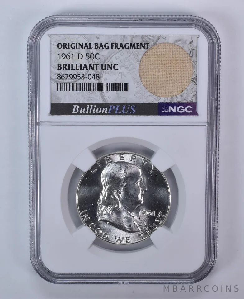 1961-D Franklin Half Dollar Original Bag Fragment BU NGC
