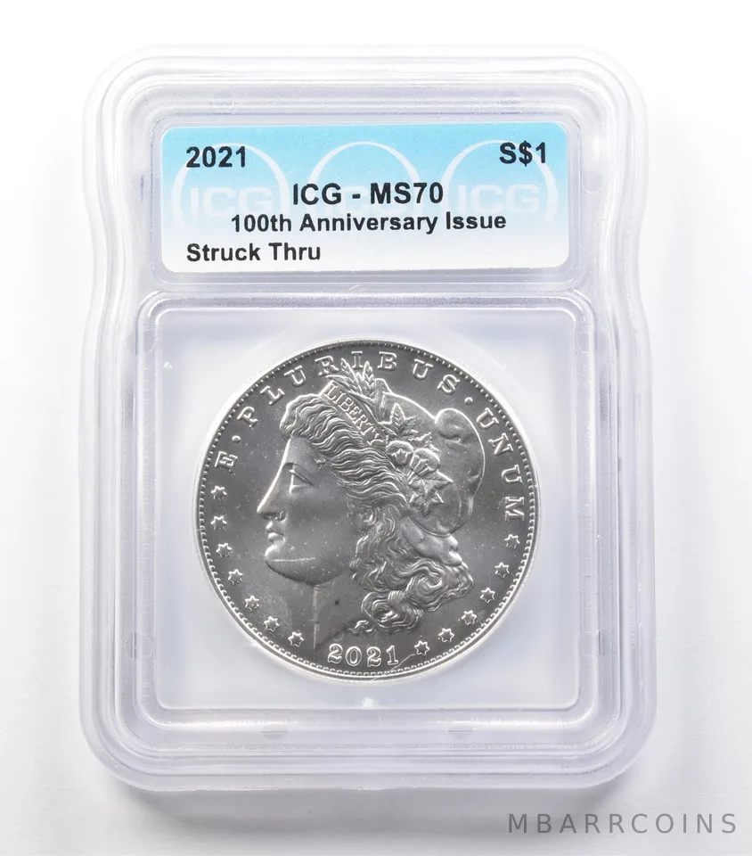ERROR 2021 Morgan Silver Dollar Struck Thru MS70 ICG *3653