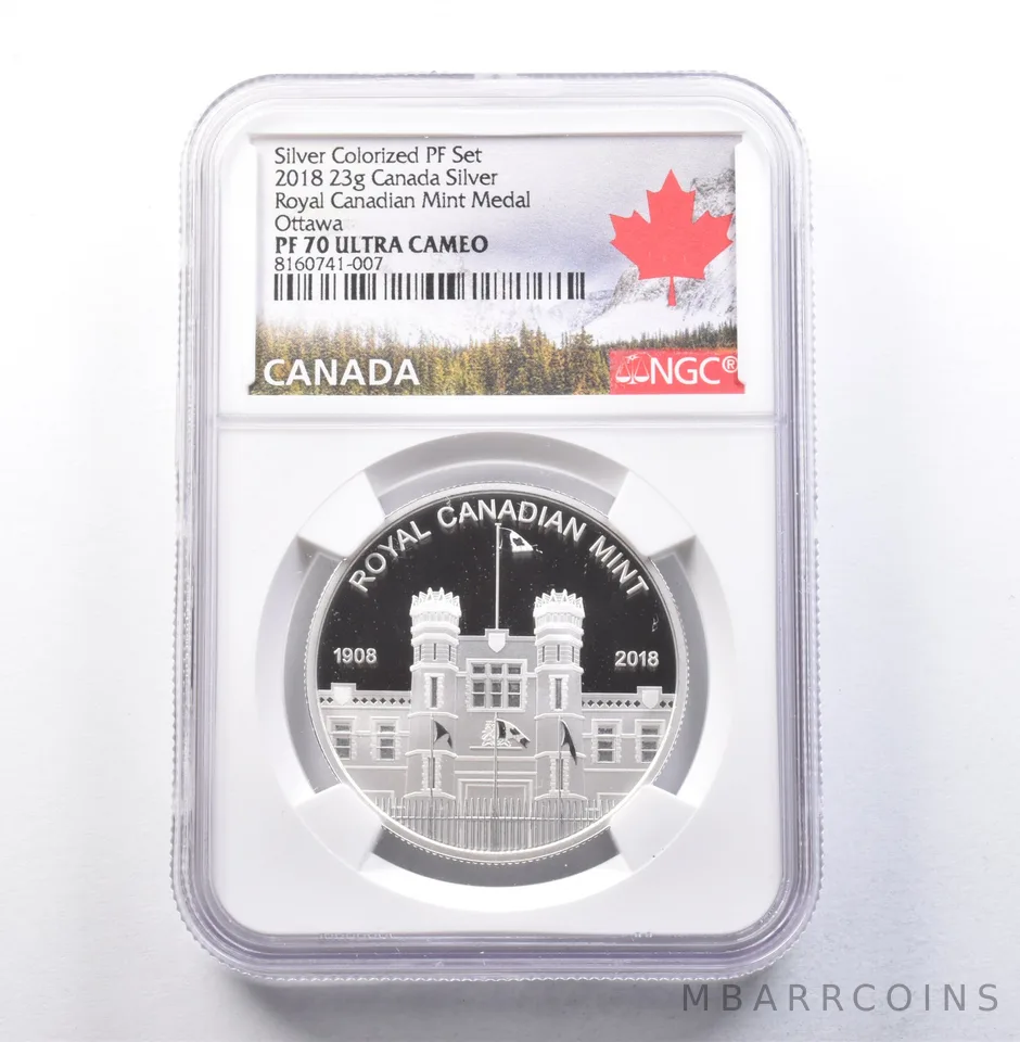 2018 Canada 23g Silver Medal Ottawa Silver Colorized PF Set PF70 UCAM NGC a5832