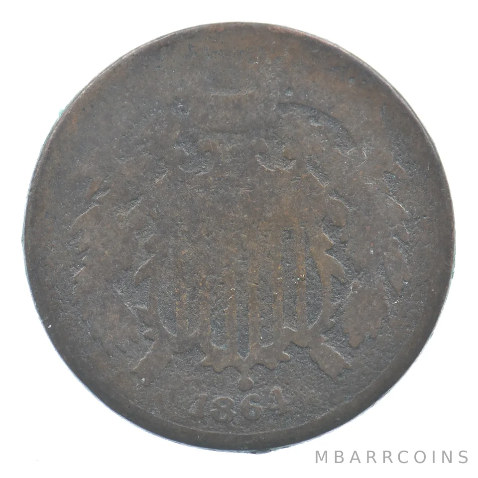 1864 Shield Two Cent Rotated Reverse *1558