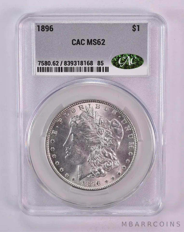 1896 Morgan Silver Dollar MS62 CAC CACg
