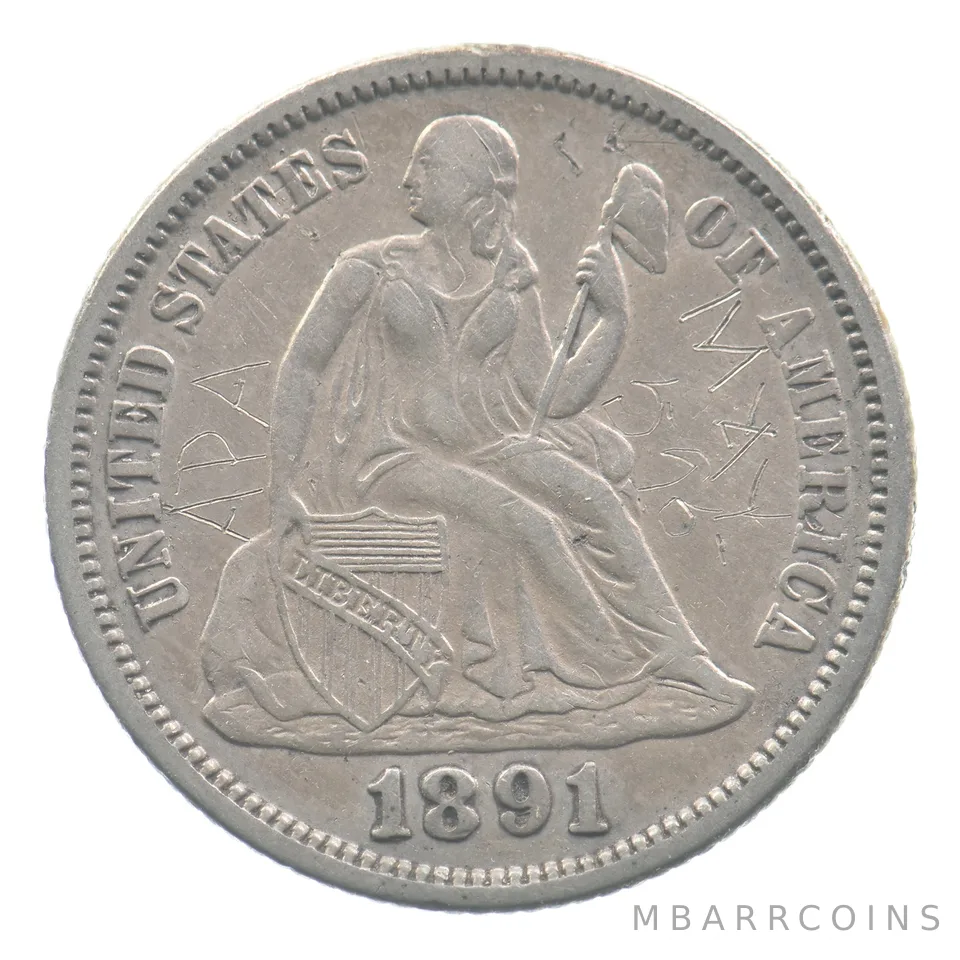 1891-O Seated Liberty Dime Love Token Victorian APA MPH May 5 1895 *4522