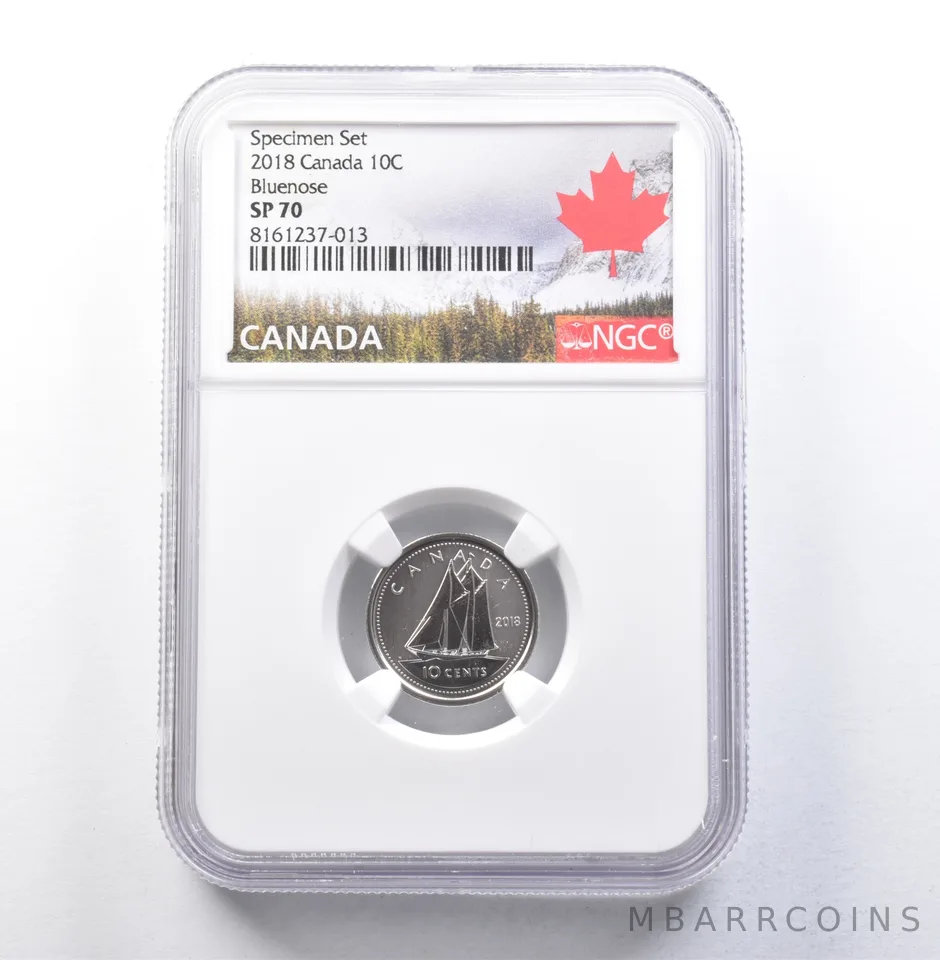 2018 Canada 10 Cents Specimen Set Bluenose SP70 NGC a5921