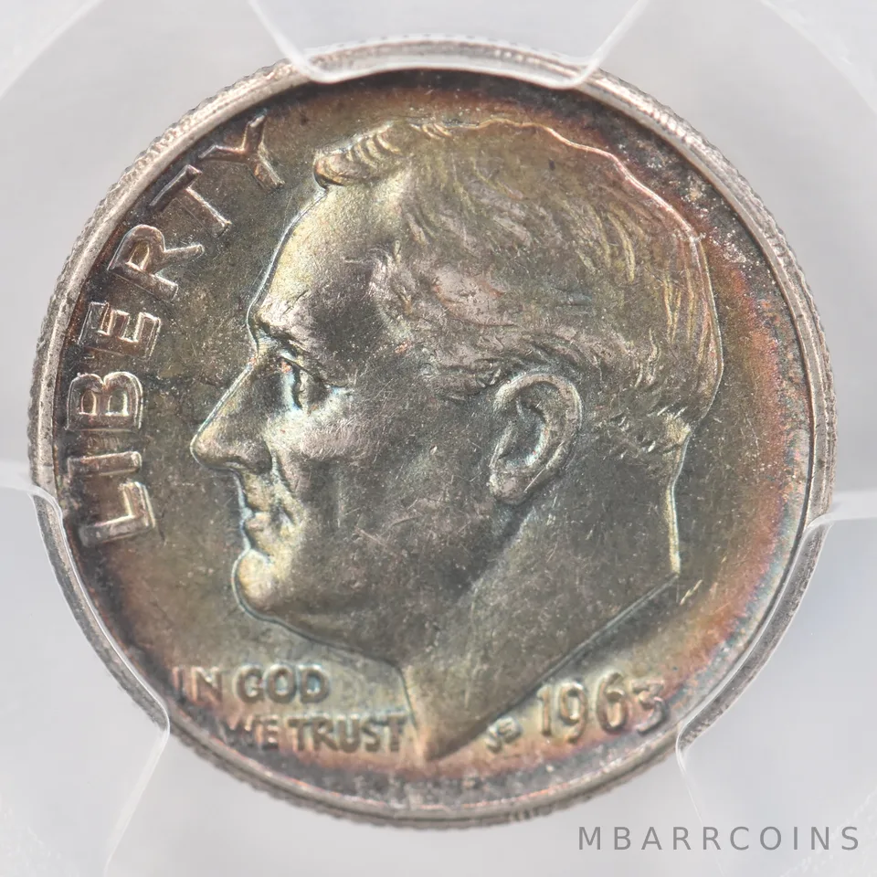1963 Roosevelt Dime AU58 PCGS Beautiful Tone *0807