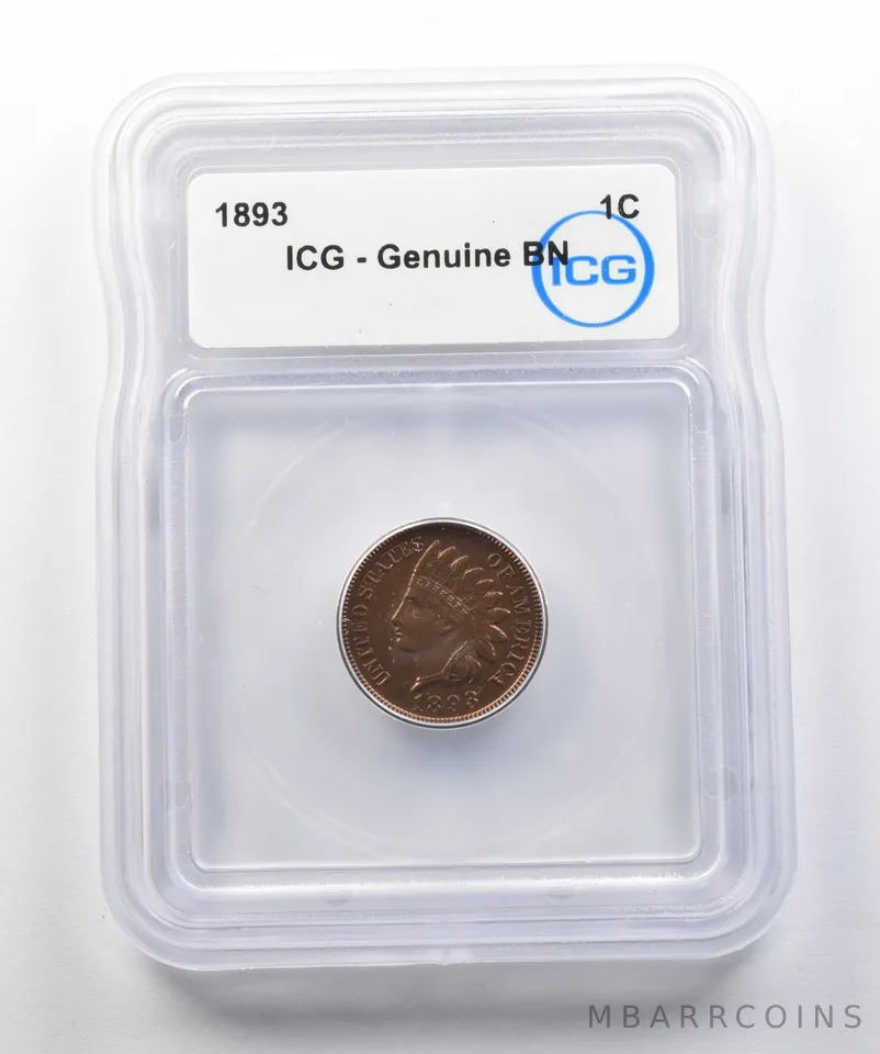 1893 Indian Head Cent Genuine BN ICG a8340