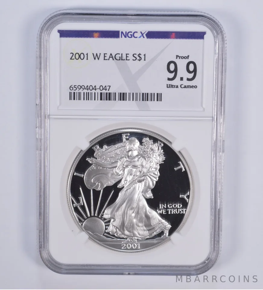 2001-W American Silver Eagle Proof 9.9 NGC X NGCX - Almost PERFECT