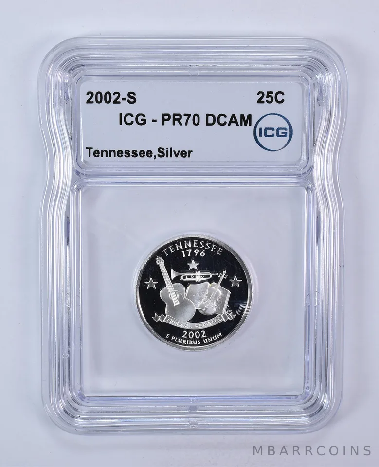 2002-S Washington State Quarter Silver Tennessee PR70 DCAM ICG