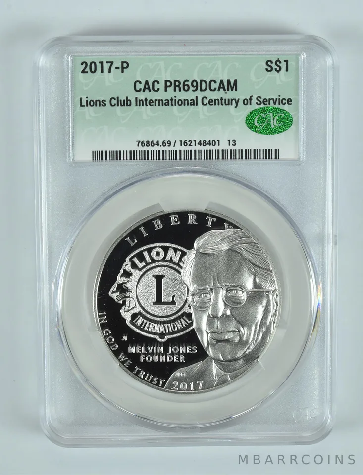 2017-P Lions Club Commemorative Silver Dollar PR69 DCAM CAC CACg