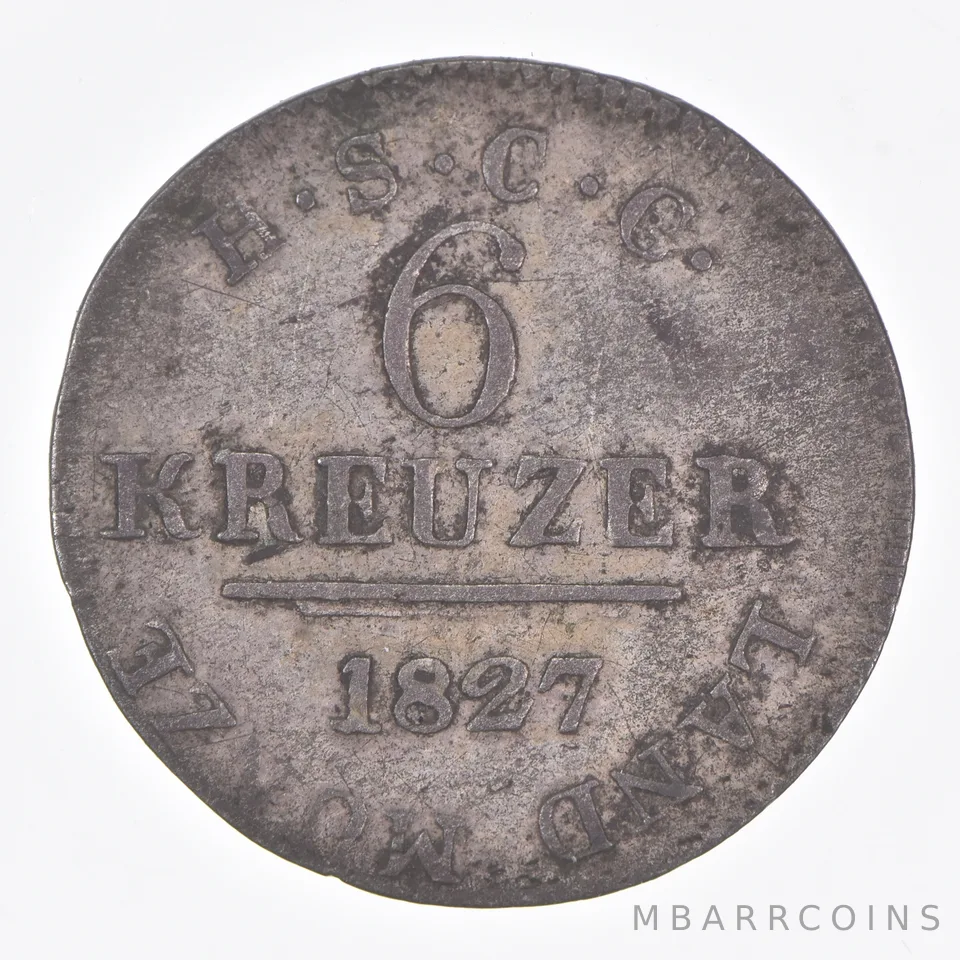 Better Date - 1827 Saxe-Coburg And Gotha 6 Kreuzer World Coin- Silver *061