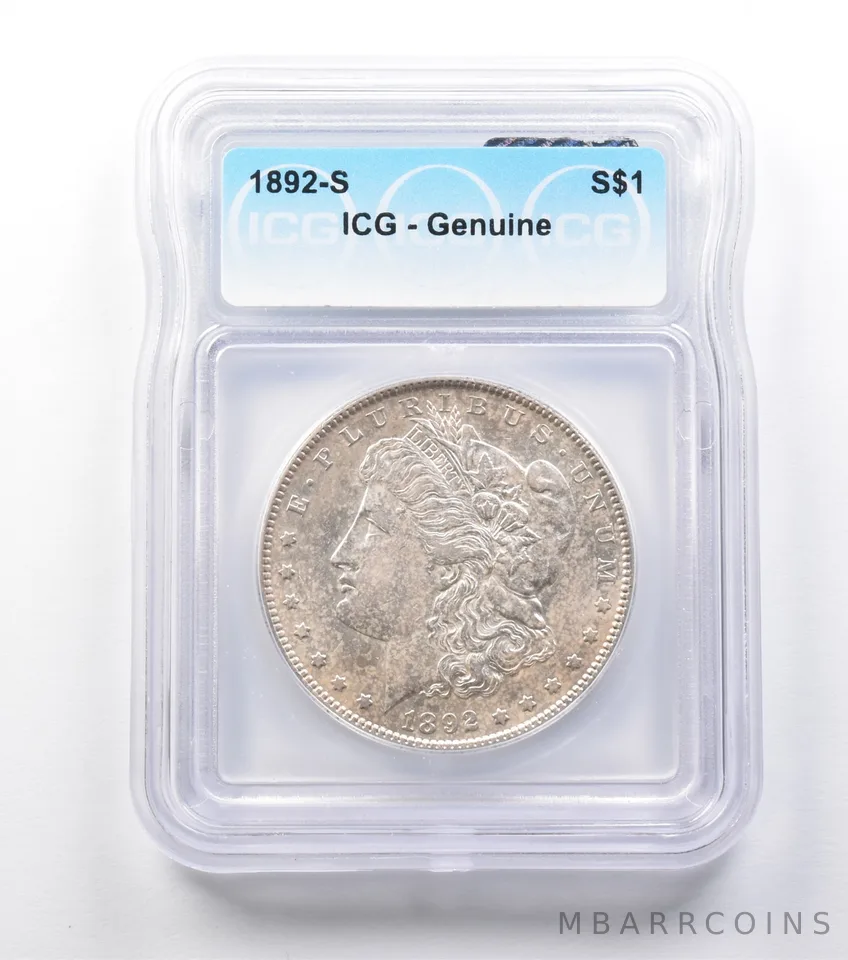 1892-S Morgan Silver Dollar Genuine ICG a9866