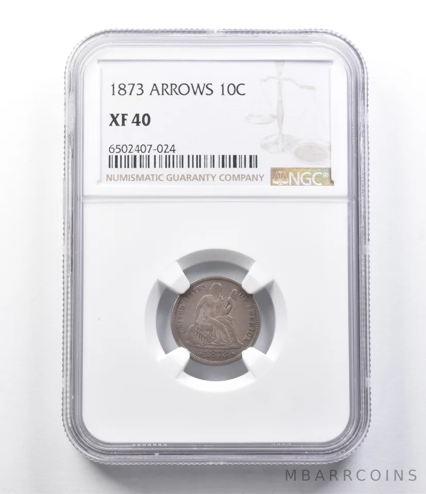 XF40 1873 Seated Liberty Dime Arrows NGC *5664