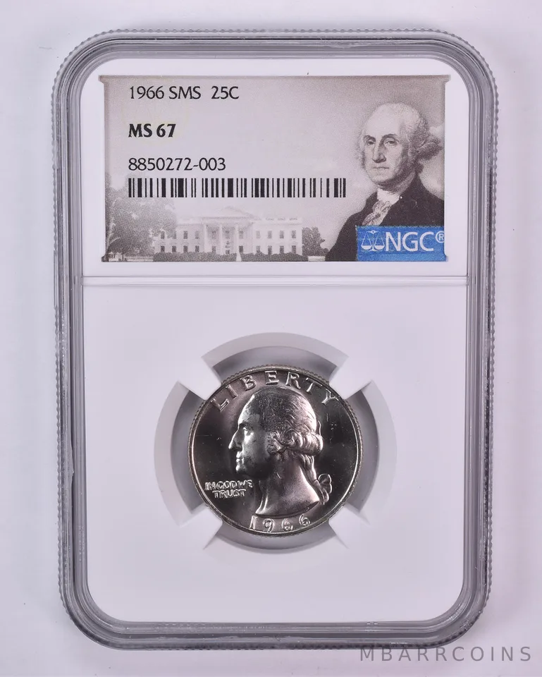 1966 Washington Quarter SMS MS67 NGC Special Label