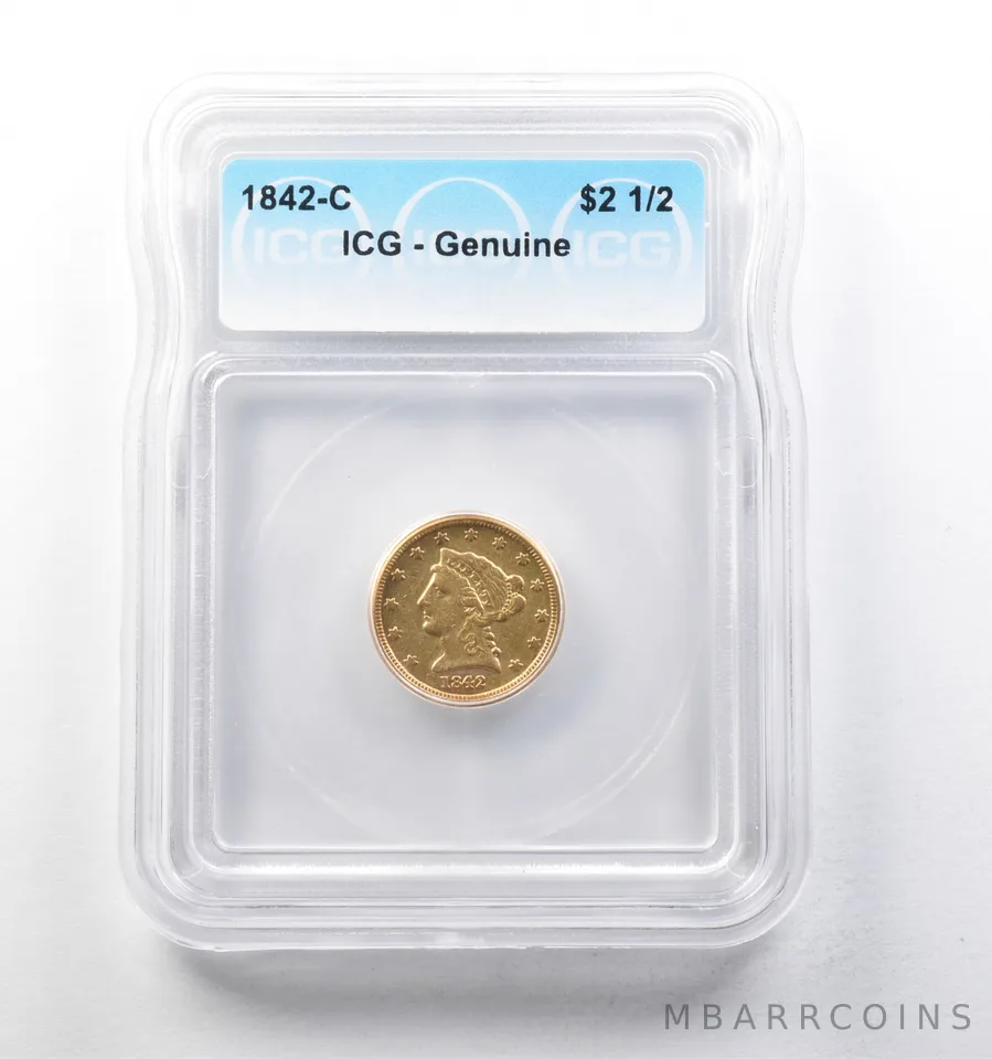 1842-C $2.50 Liberty Head Gold Quarter Eagle Genuine ICG *5753