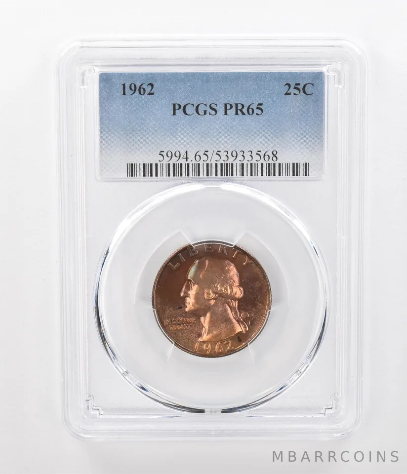 1962 Washington Quarter PR65 PCGS Beautiful Tone *1090