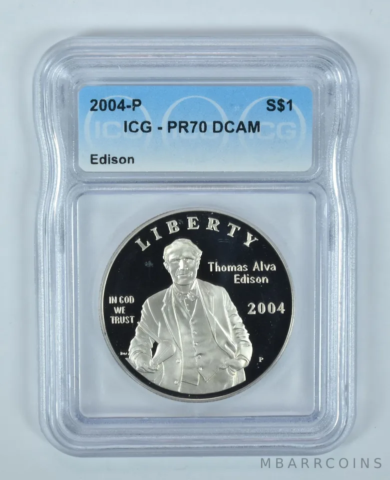 2004-P Thomas Edison Commemorative Silver Dollar PR70 DCAM ICG