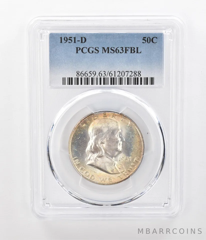 1951-D Franklin Half Dollar MS63 FBL PCGS Beautiful Tone *1149