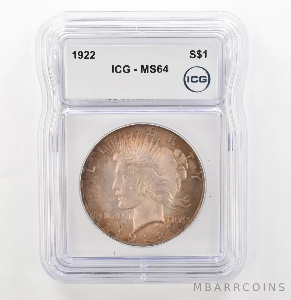 1922 Peace Silver Dollar MS64 ICG Beautiful Tone a3919