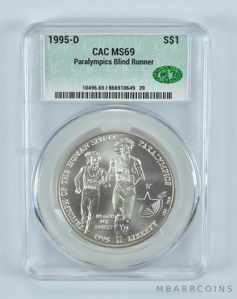 1995-D Paralympic Running Commemorative Silver Dollar MS69 CAC CACg