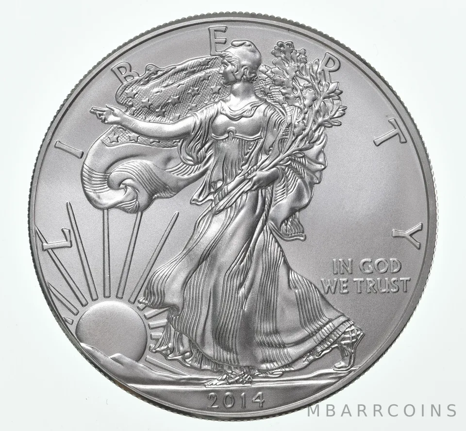 2014 Unc American Silver Eagle 1 Troy Oz .999 Fine Silver