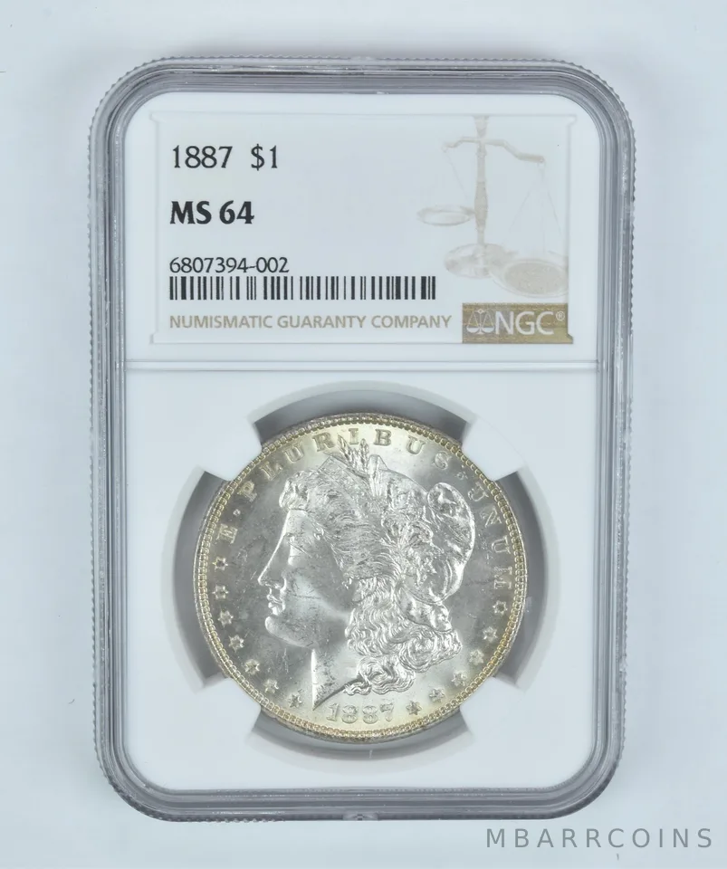MS64 1887 Morgan Silver Dollar NGC Beautifully Toned *2205