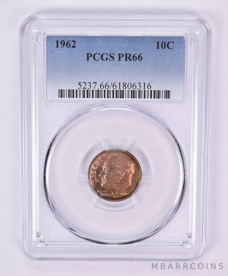 1962 Roosevelt Dime PR66 PCGS Beautiful Tone *1082