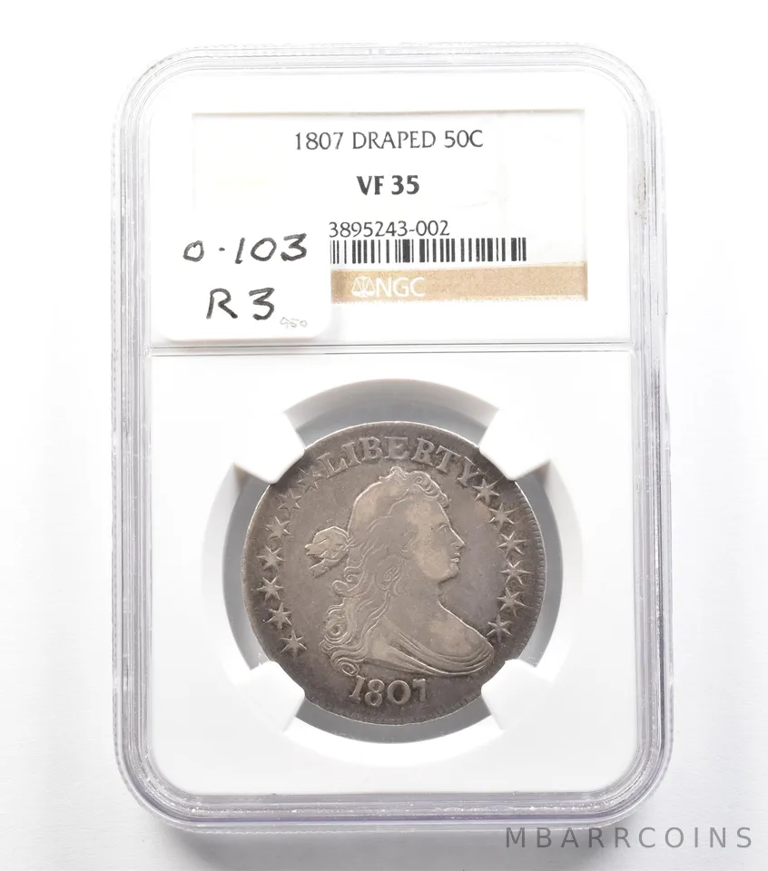 1807 Draped Bust Half Dollar VF35 NGC O-103 R3 a2195