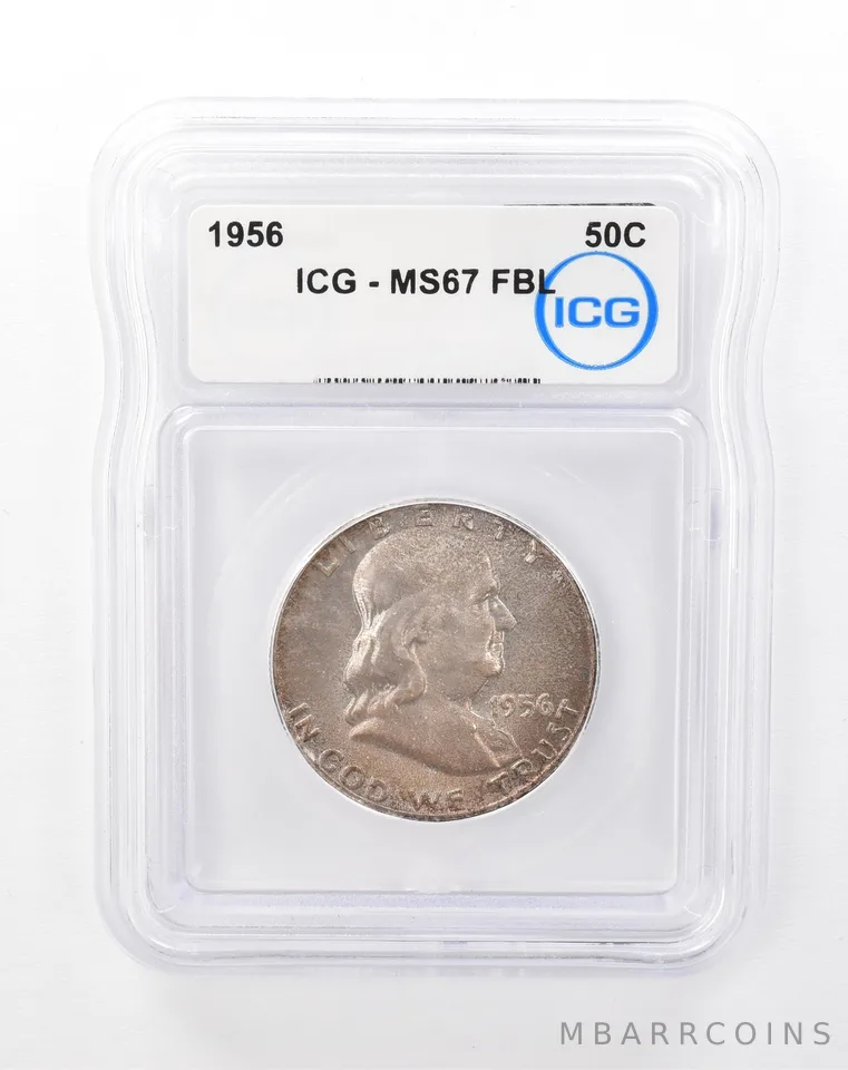 1956 Franklin Half Dollar MS67 FBL ICG Beautiful Tone *6738