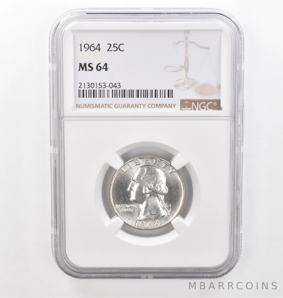 1964 Washington Quarter MS64 NGC Beautiful Tone Reverse *2243