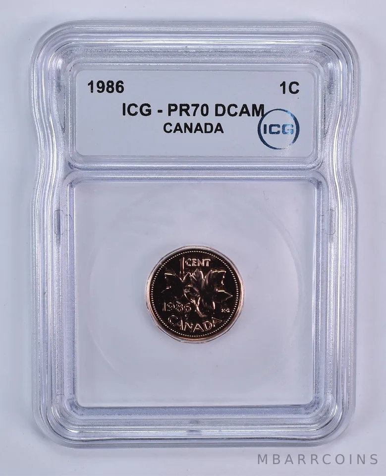1986 Canada 1 Cent PR70 DCAM ICG