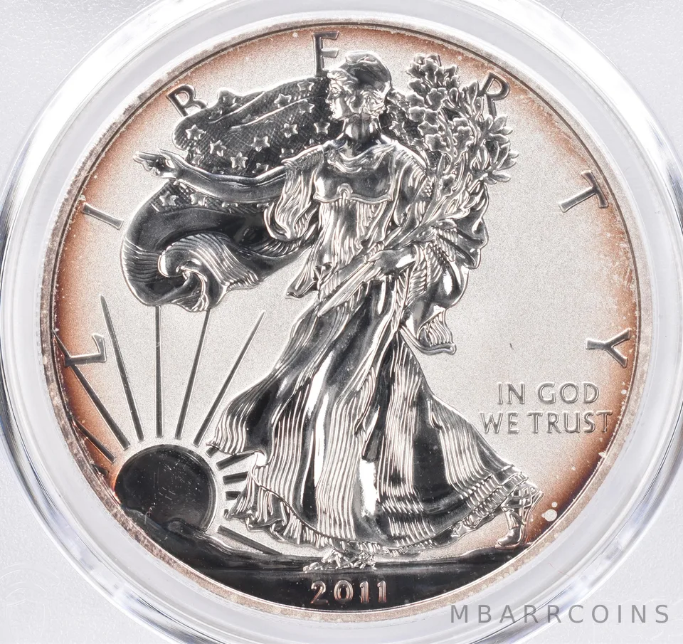 2011-P American Silver Eagle Reverse Proof PR68 PCGS Beautiful Tone *1540