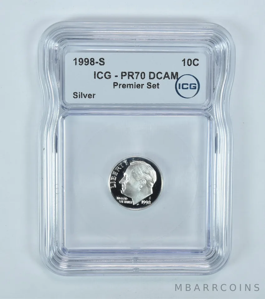 1998-S Roosevelt Dime Silver Premier Set PR70 DCAM ICG