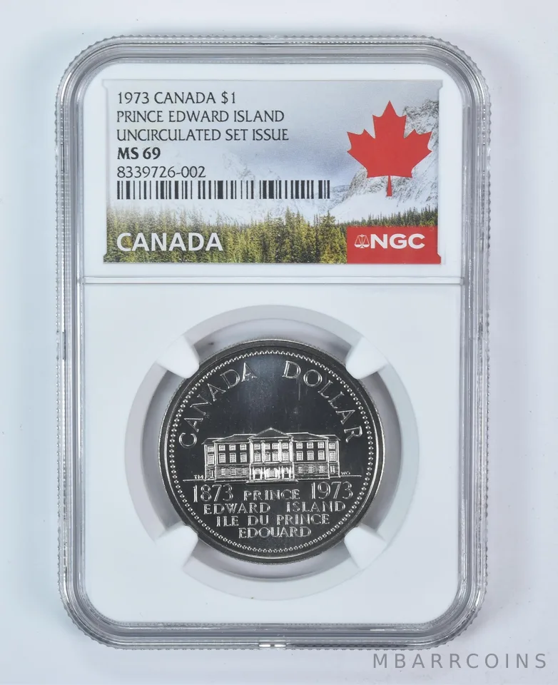 1973 Canada 1 Dollar Prince Edward Island Uncirculated Set MS69 NGC Canada Label